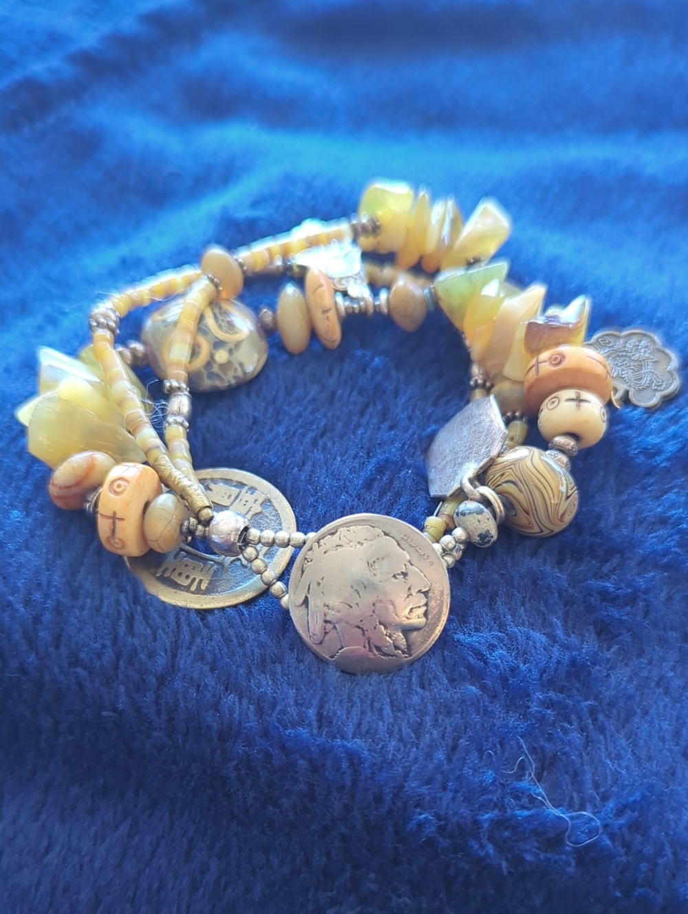 Alena Byrnes Handcrafted Triple Strand Bracelet. Santa Cruz Artist